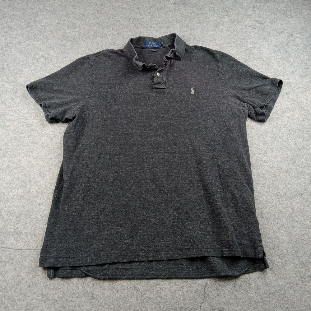 Polo Ralph Lauren Polo Shirt Mens XL Gray Solid Classic Fit Cotton Casual Top